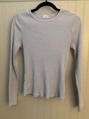 Ribbed Long Sleeve Top in Purple - Size Medium